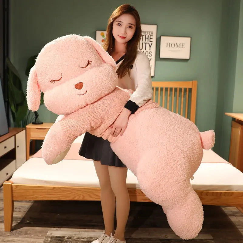 Lovely Giant Plush Dog Pillow | Soft Sweater Dog Stuffed Toy