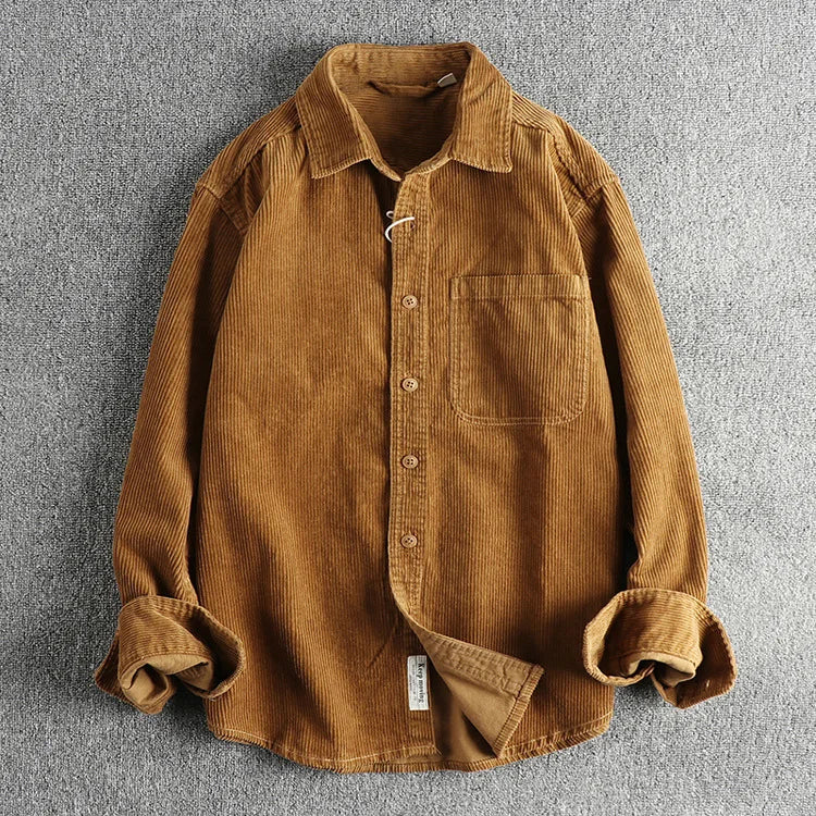 Men's Solid Color Corduroy Shirt | Vintage Casual Fashion