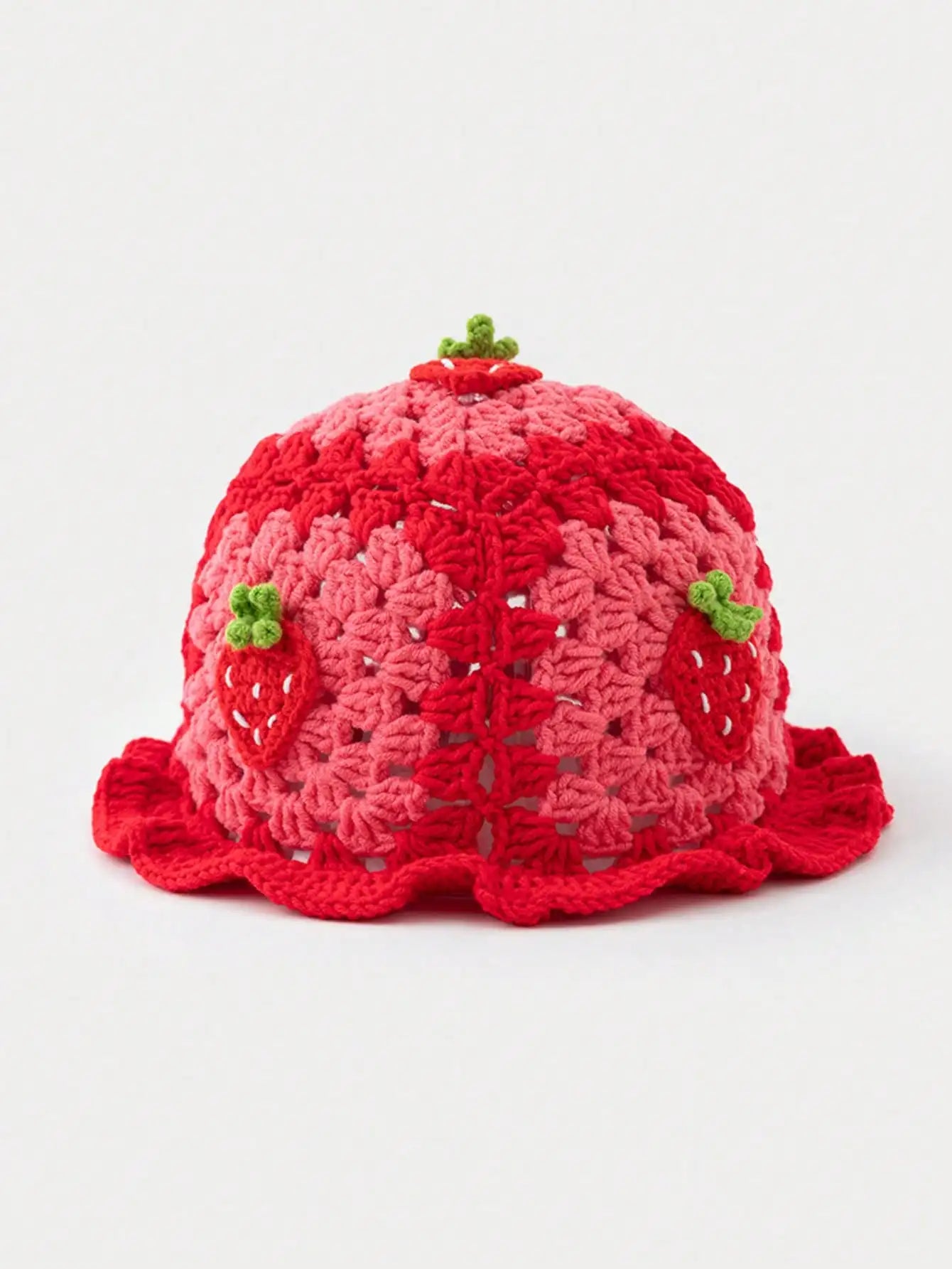 Charming Cartoon Strawberry Fishing Hat | Trendy Bohemian Crochet
