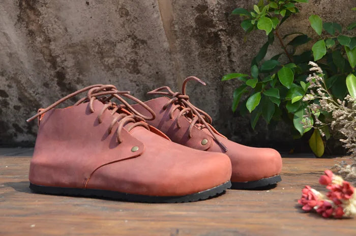Handmade Genuine Leather High Top Women's Shoes | Stylish Casual Footwear