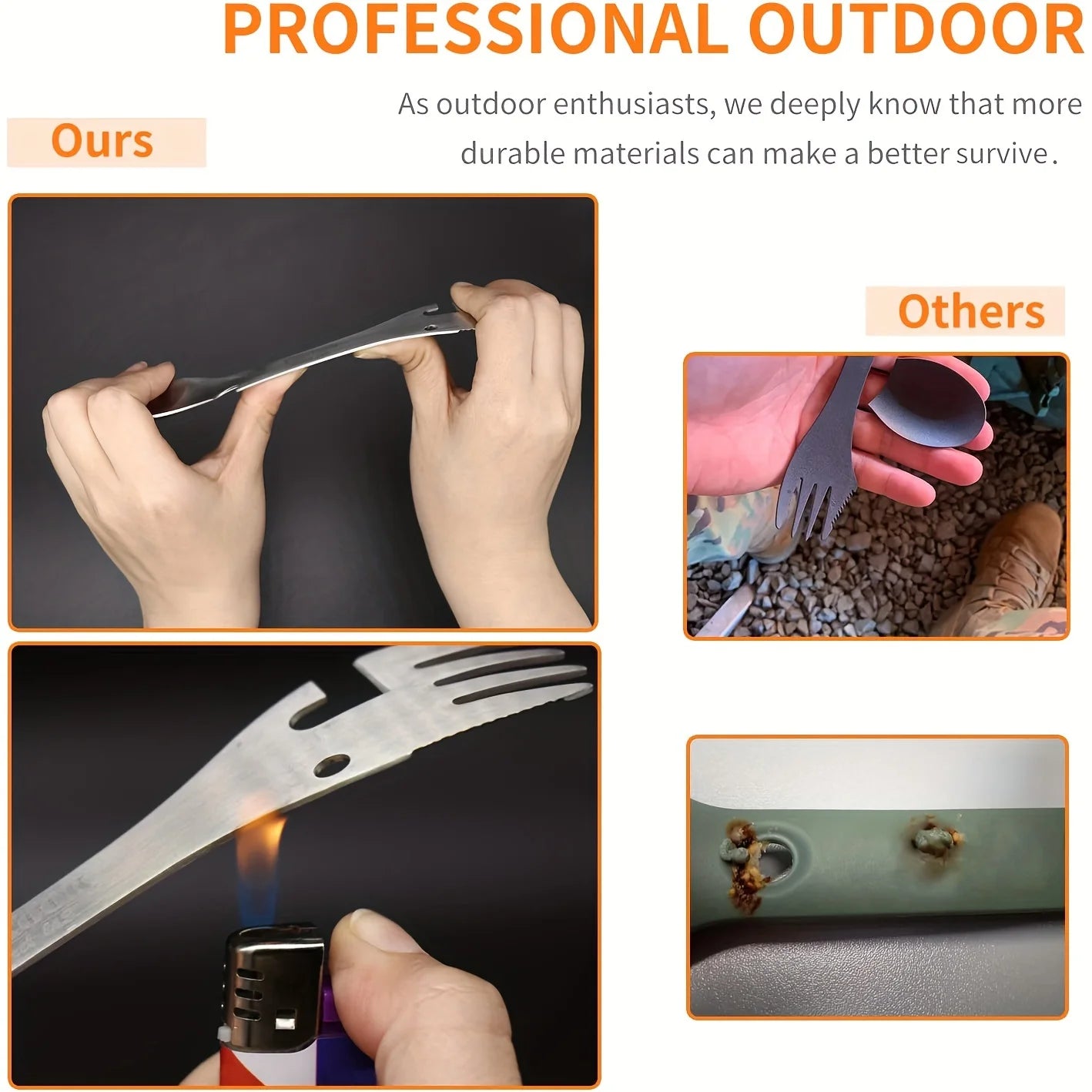 5 in 1 Outdoor Camping Multi-Functional Survival Utensil Set