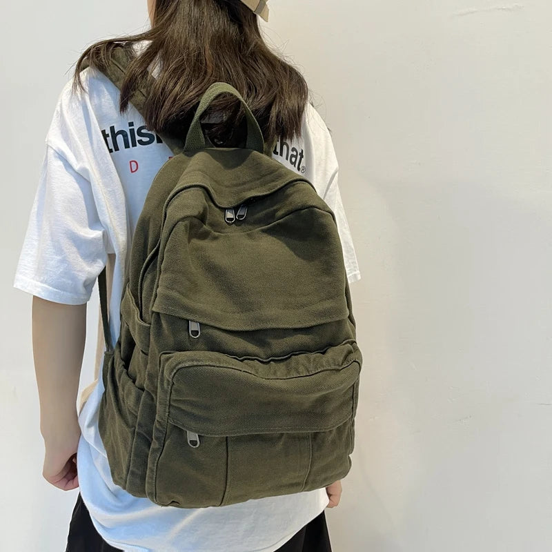 Stylish Vintage Fabric Backpack | Trendy & Functional Student Bag
