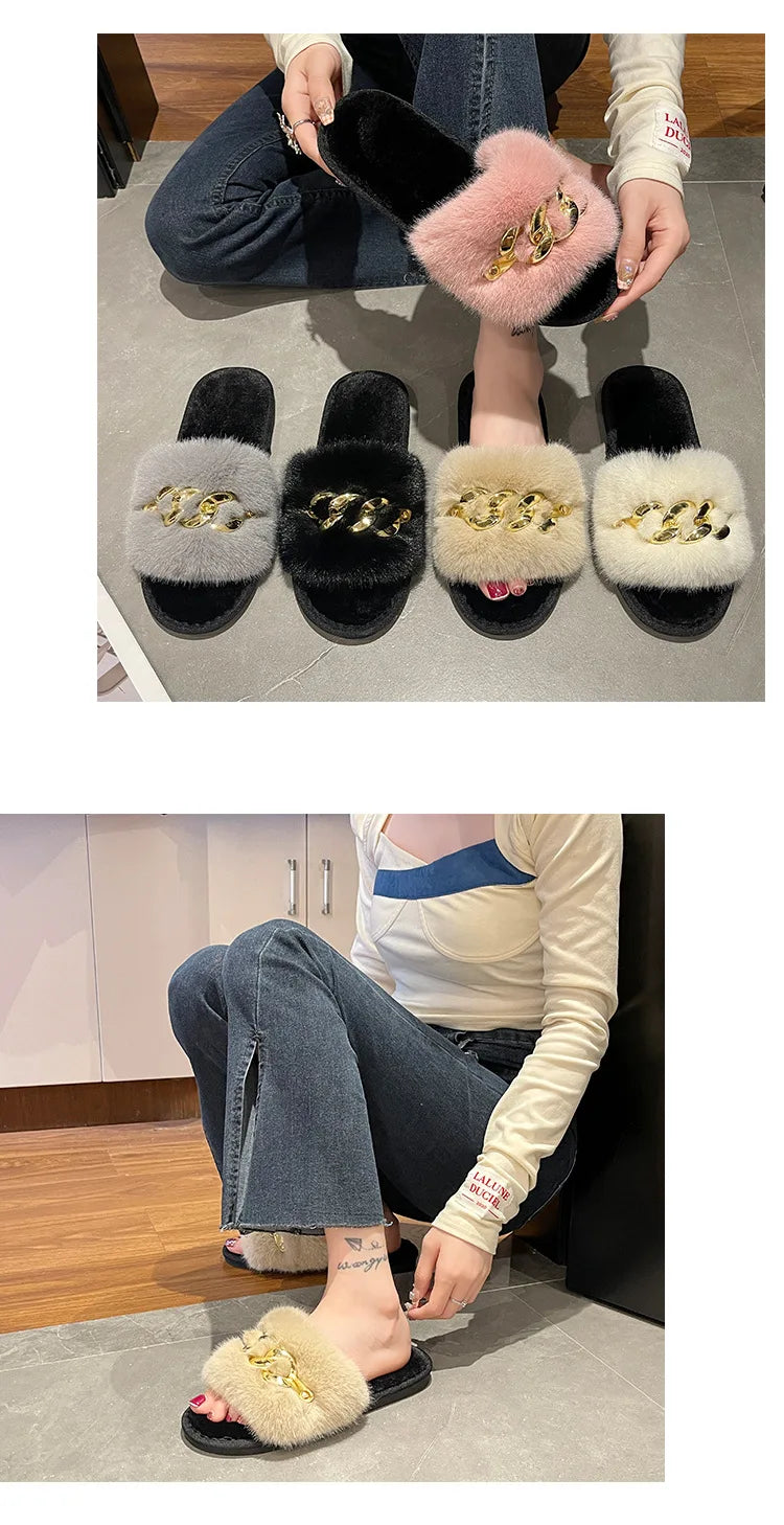 Women's Cozy Fur Lined Plush Slippers | Warm Indoor House Shoes
