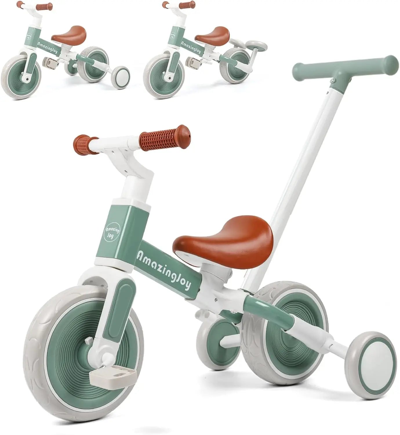 6-in-1 Toddler Tricycle with Adjustable Seat and Training Wheels