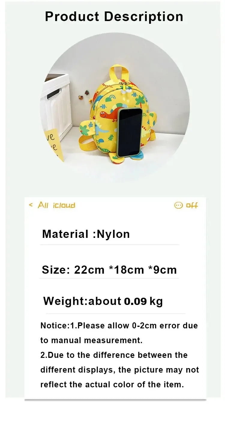 Cute Cartoon Dinosaur Baby Backpacks for Kids | Adjustable & Fun