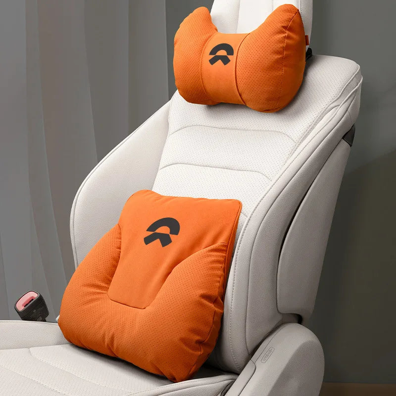 Premium Leather Car Neck Pillow | Ultimate Lumbar Support