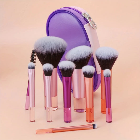 10pcs Professional Makeup Brush Set | Ultra-Soft Wool Fiber Brushes for Full Face 2026