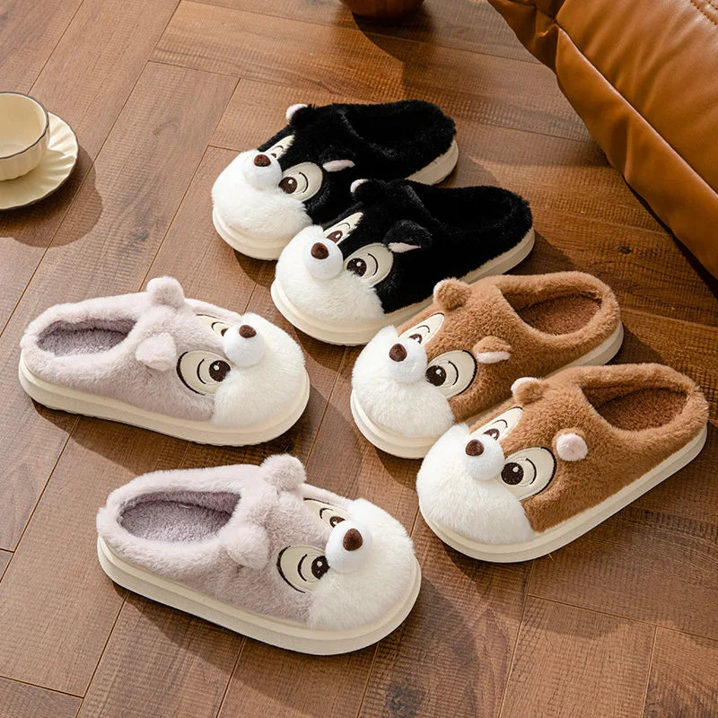 Women's Cozy Cartoon Plush Corduroy Slippers | Fun Indoor Footwear