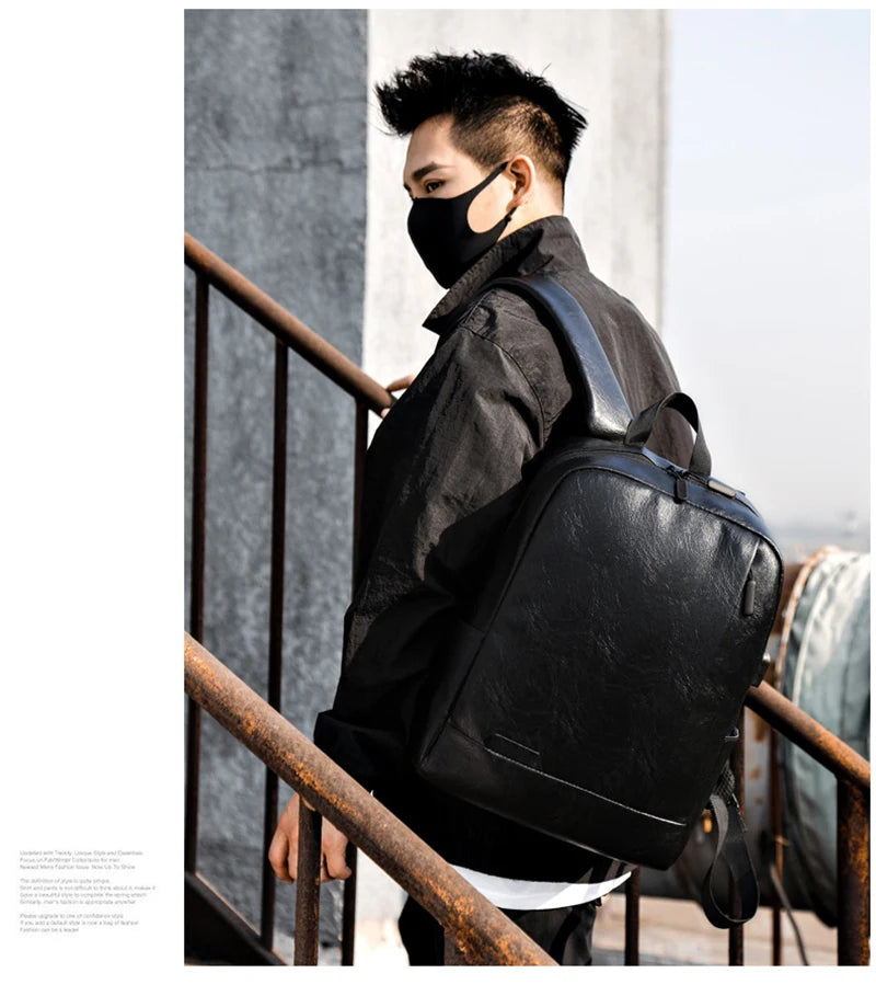 Men's Executive PU Leather Backpack | Stylish Office & Travel Bag