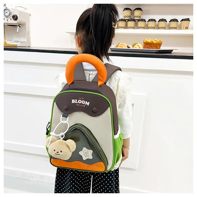 Lightweight Contrast Color Kindergarten Backpack | Cute Stylish Kids Bag