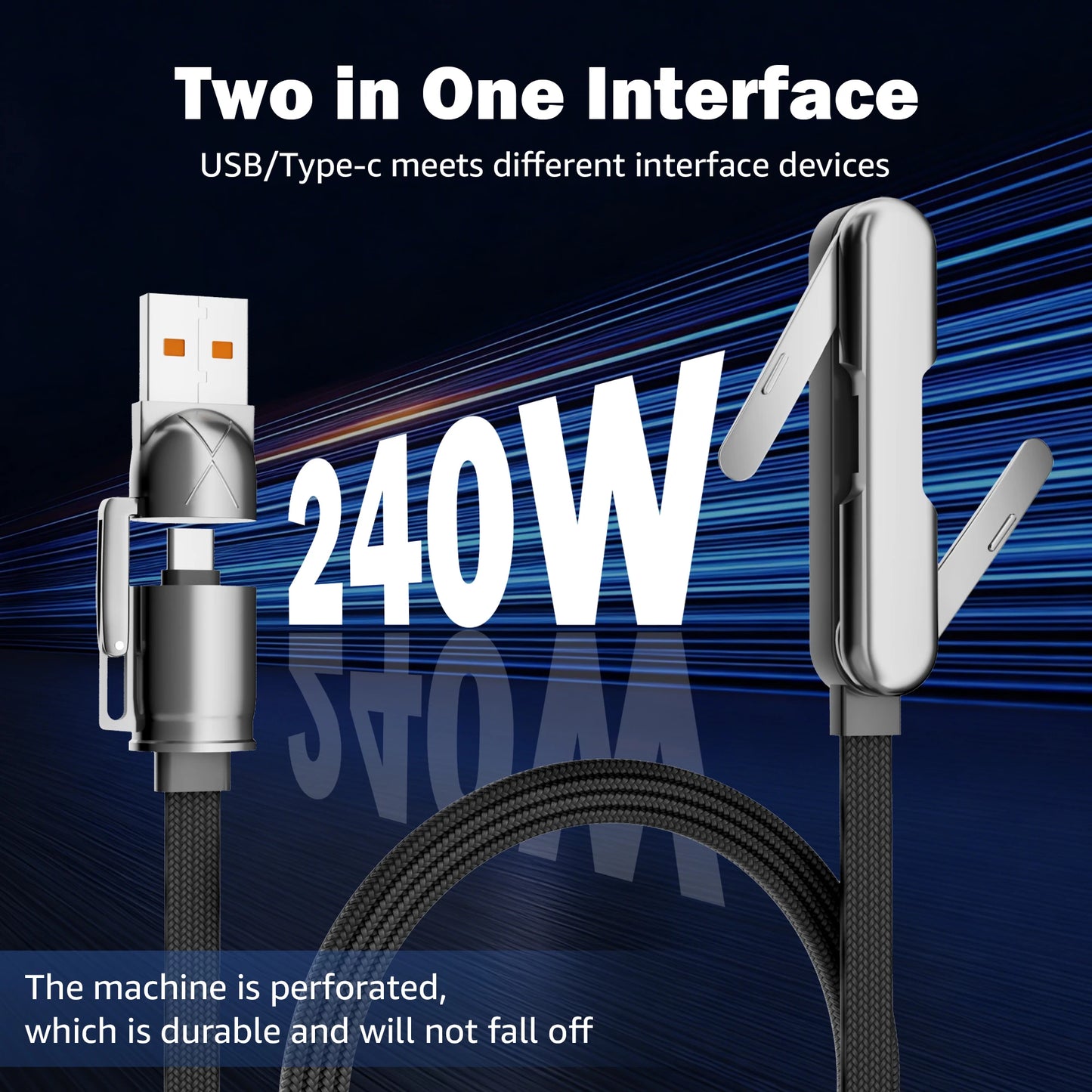 240W Multi-Functional Type C Fast Charging Data Cable