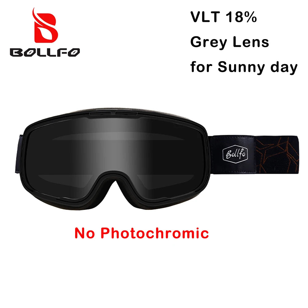 BOLLFO Photochromic Motorcycle Goggles Motorbike Eyewear OTG UV Protection Auto-tinting ATV Glasses Windproof Dirt Bike Goggles