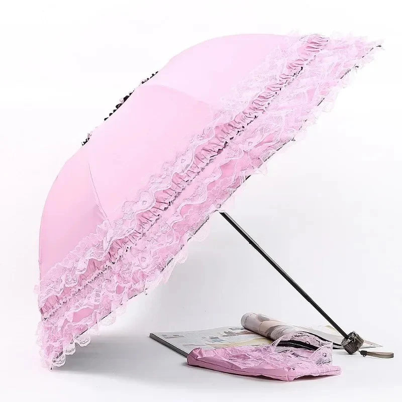 Vintage Lace Parasol | Foldable Gothic Umbrella for Sun Protection