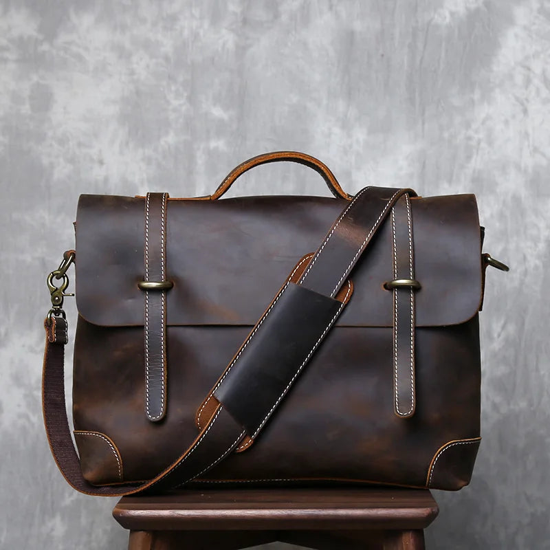 Retro Leather Commuter Handbag | Stylish & Versatile Bag for Men
