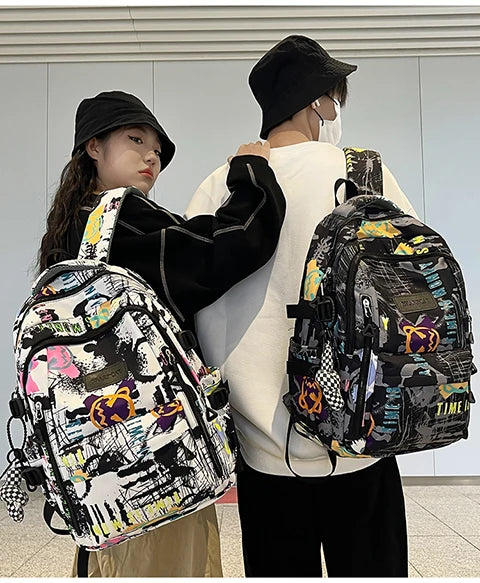 Trendy Personalized Graffiti Japanese Backpack | Large Capacity Book Bag