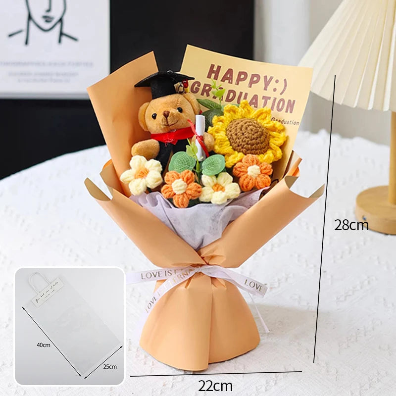 Ramo de flores de graduación tejidas a mano | Regalo perfecto para profesores