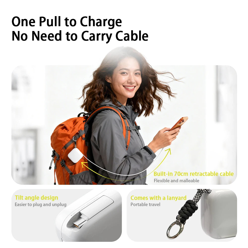 40W Fast Charging Portable 10000mAh Power Bank with Cable