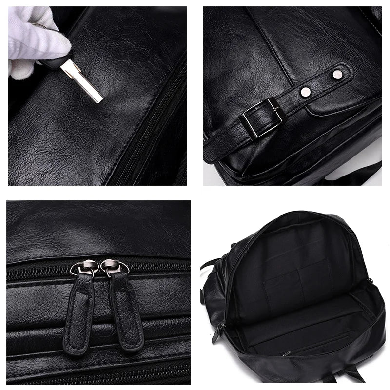 Men's Casual PU Leather Laptop Backpack | Stylish Travel Bags