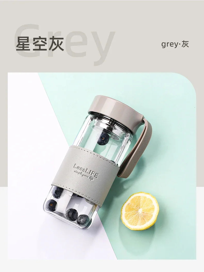 Japanese Style Glass Water Bottle with Tea Infuser | 480ml