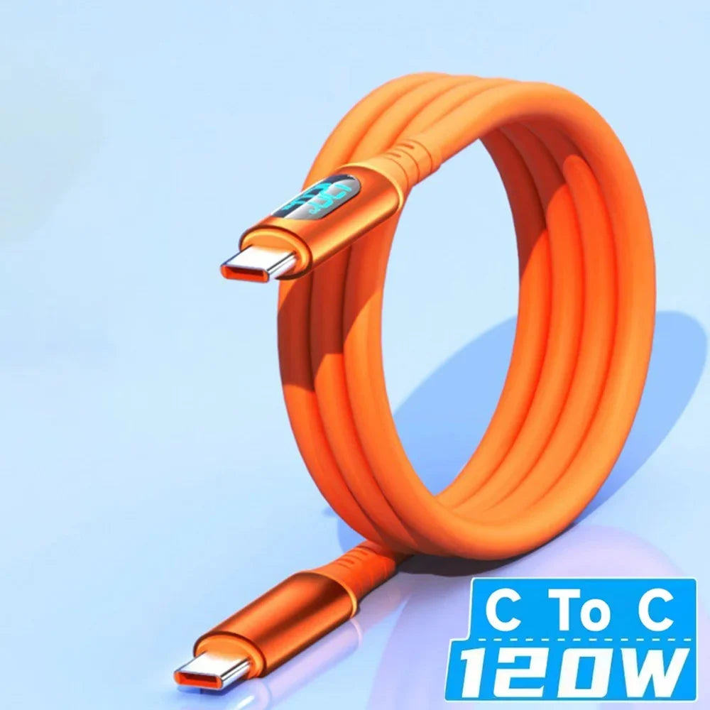 120W Fast Charging USB C Cable with Digital Display | Quick Charge Cord