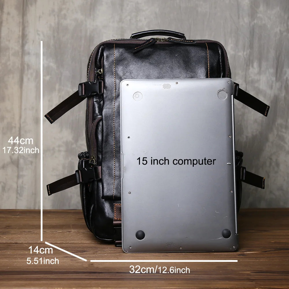 Retro Men's Leather Backpack | Spacious Vintage Computer Bag
