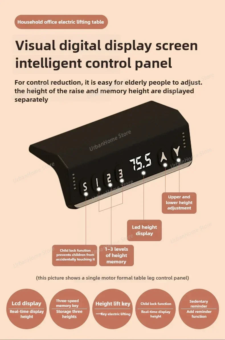 Solid Wood Electric Lifting Table | Versatile Office & Gaming Desk