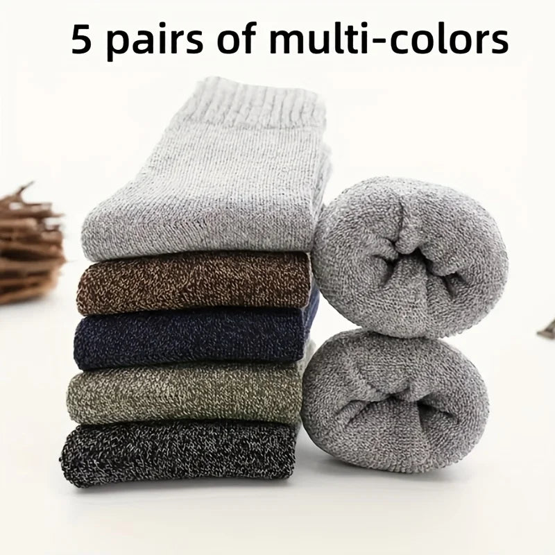 5 Pairs of Thick Warm Men's Socks | Cozy Winter Thermal Stockings