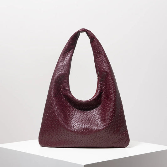 Bolso de hombro de cuero sintético trenzado vintage | Bolso grande elegante