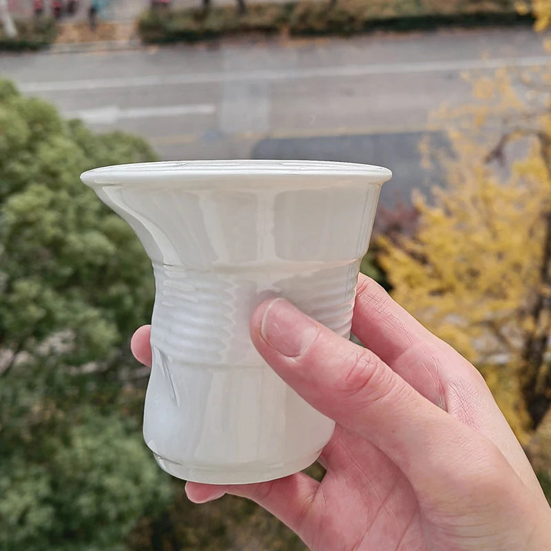 Taza de café de cerámica arrugada con estilo | Tumbler nórdico único