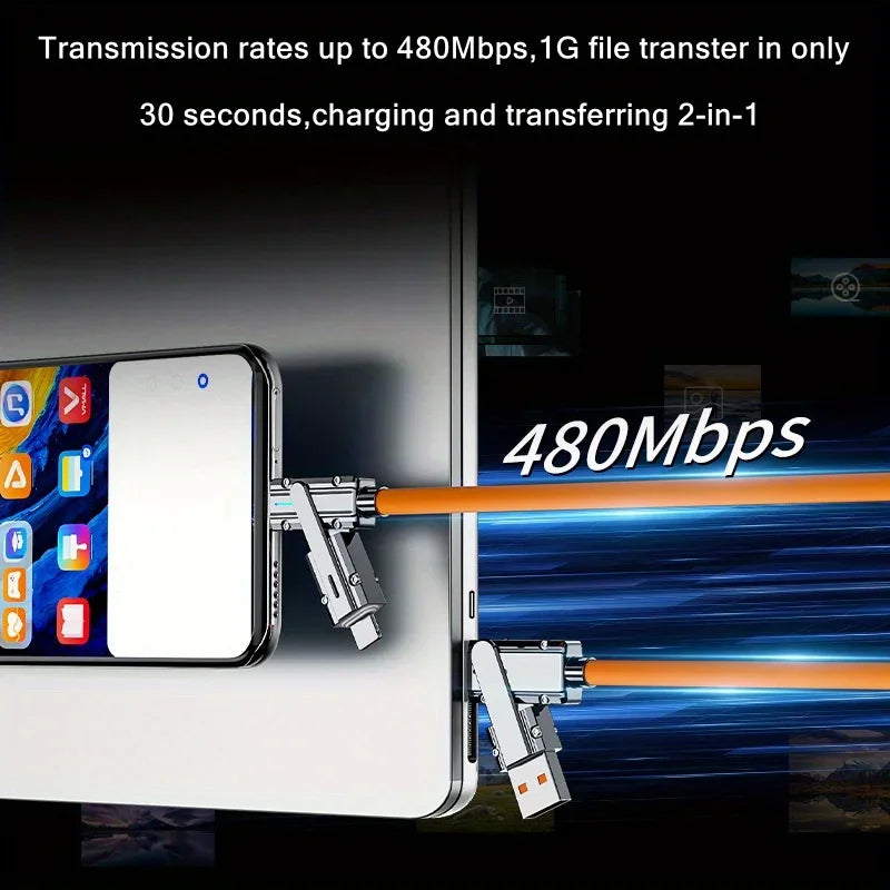 4 In 1 USB Fast Charging Cable | 100W Compatibility for All Devices