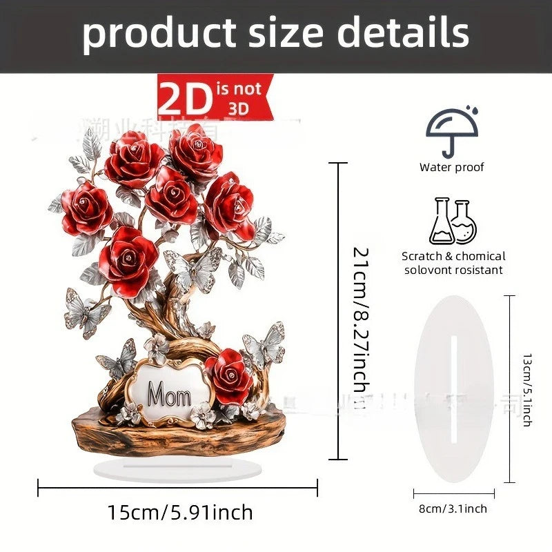 8-inch Flat Acrylic Rose Stand | Perfect Gift for Mom