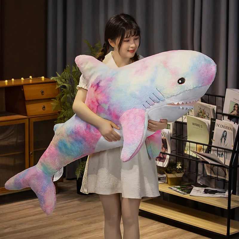 Giant Cute Colorful Shark Plush Toy | Soft Animal Pillow Cushion
