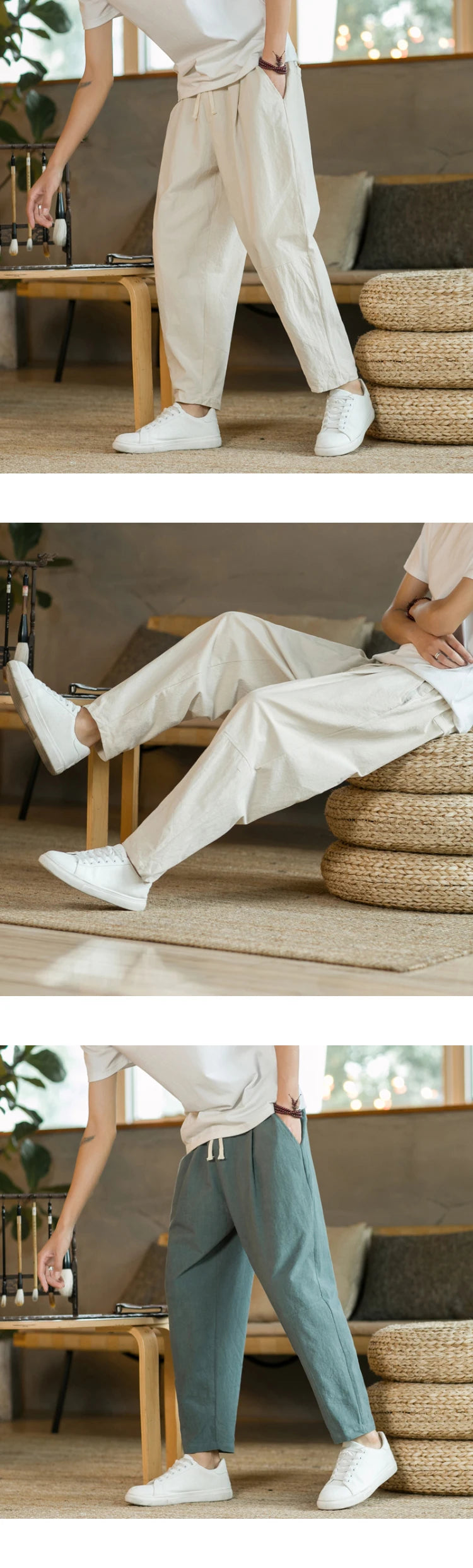 Men's Casual Cotton Linen Trousers | Breathable Stylish Pants