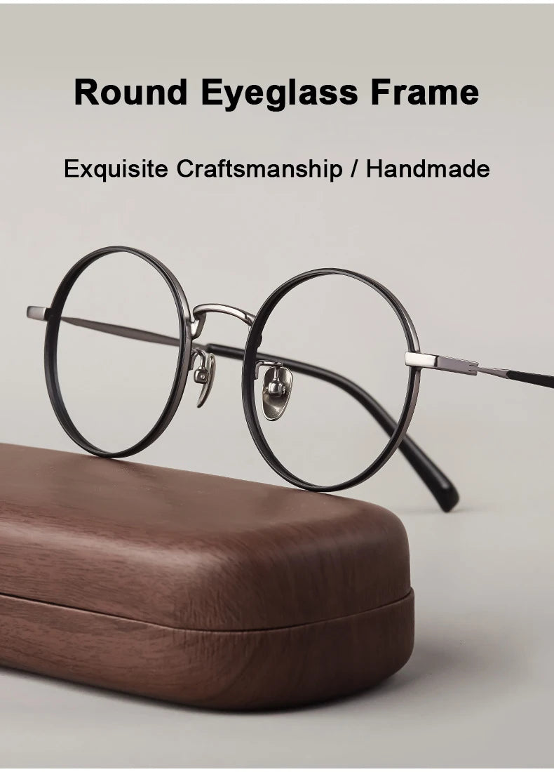 Ultra-Light Retro Round Eyeglasses | Stylish Titanium Frames
