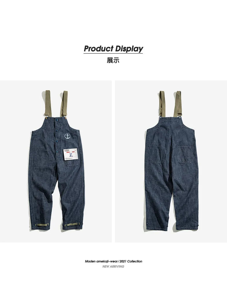 Men's Vintage Deck Strap Pants | Stylish Denim Straight Leg Jeans