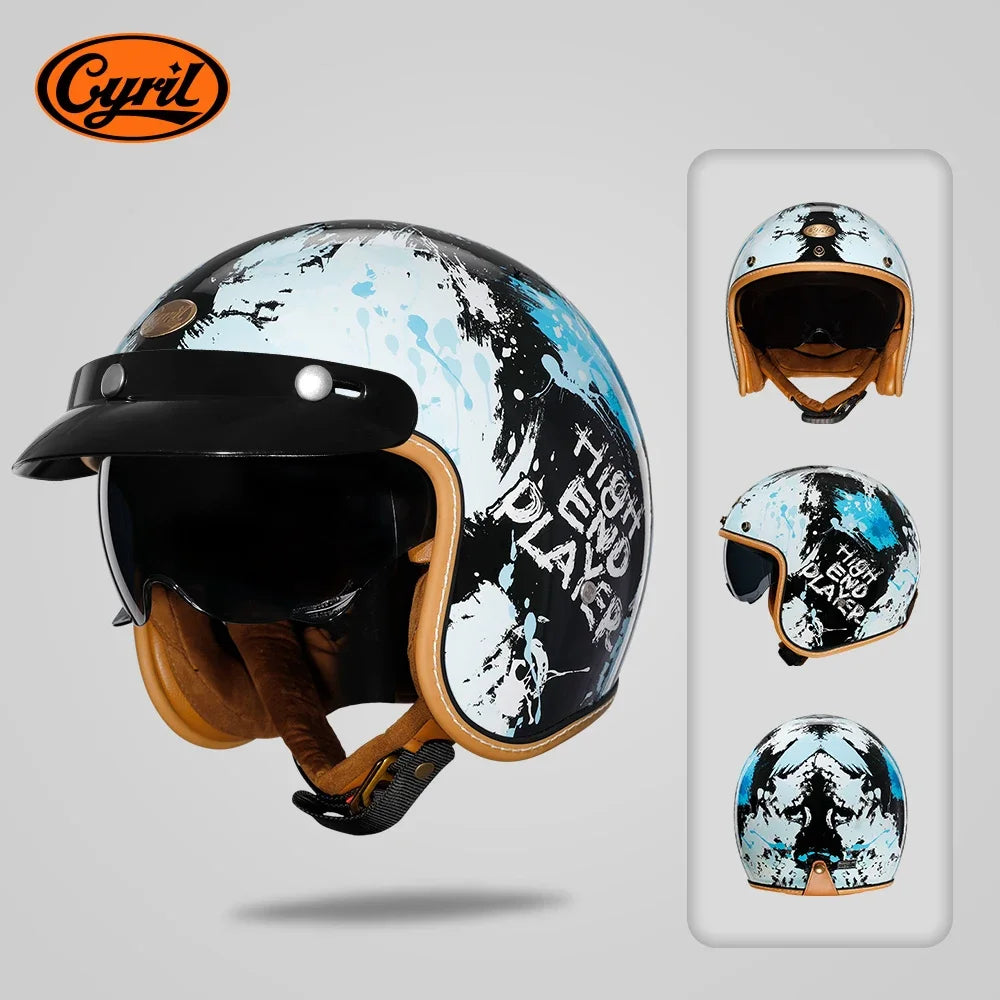 Lightweight Retro Open Face Motorcycle Helmet for Men & Women