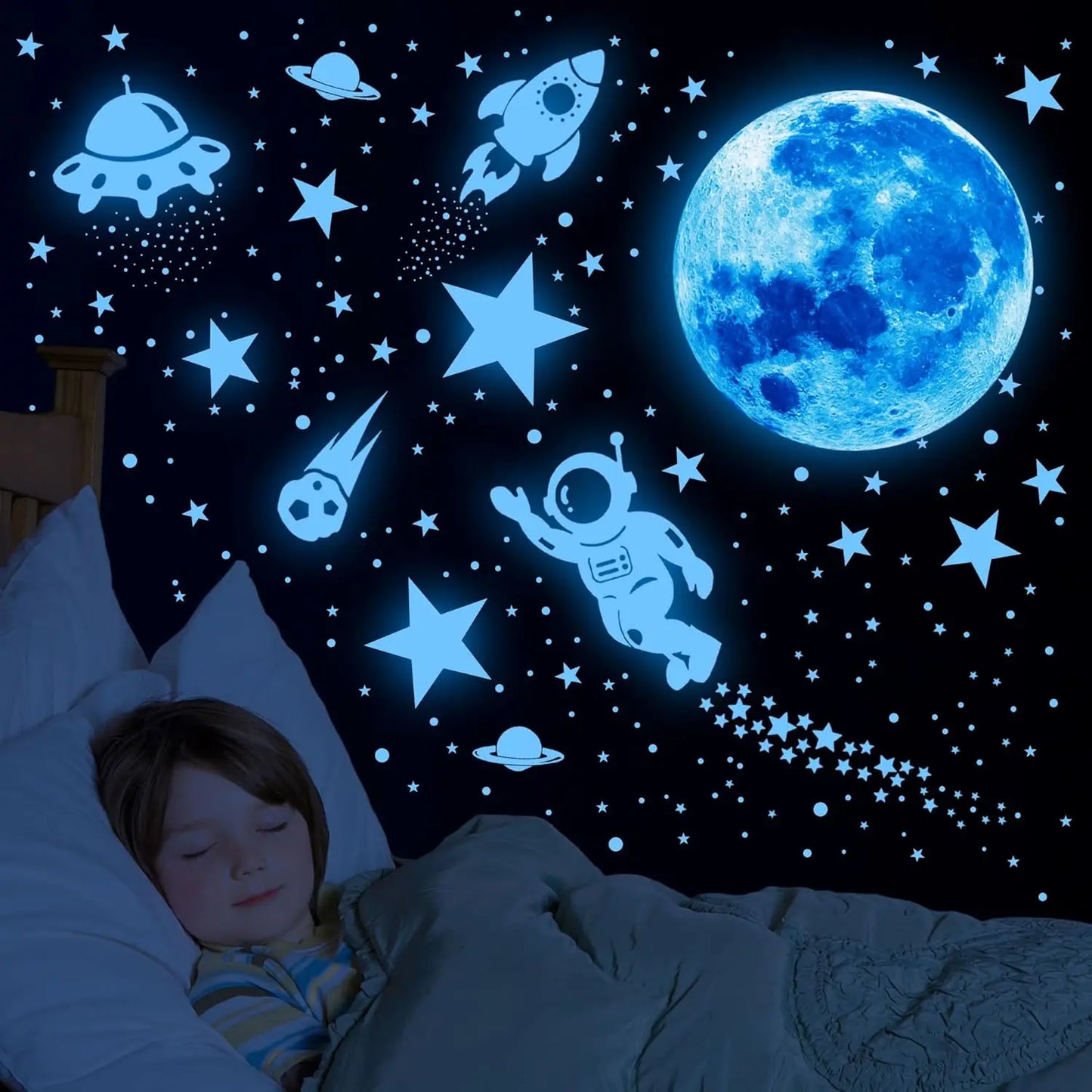 531 piezas de decoración espacial que brilla en la oscuridad | Aventura en la habitación de los niños