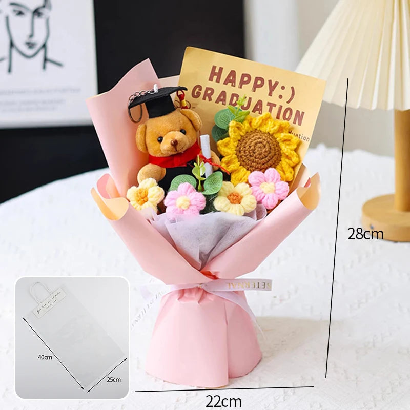Ramo de flores de graduación tejidas a mano | Regalo perfecto para profesores