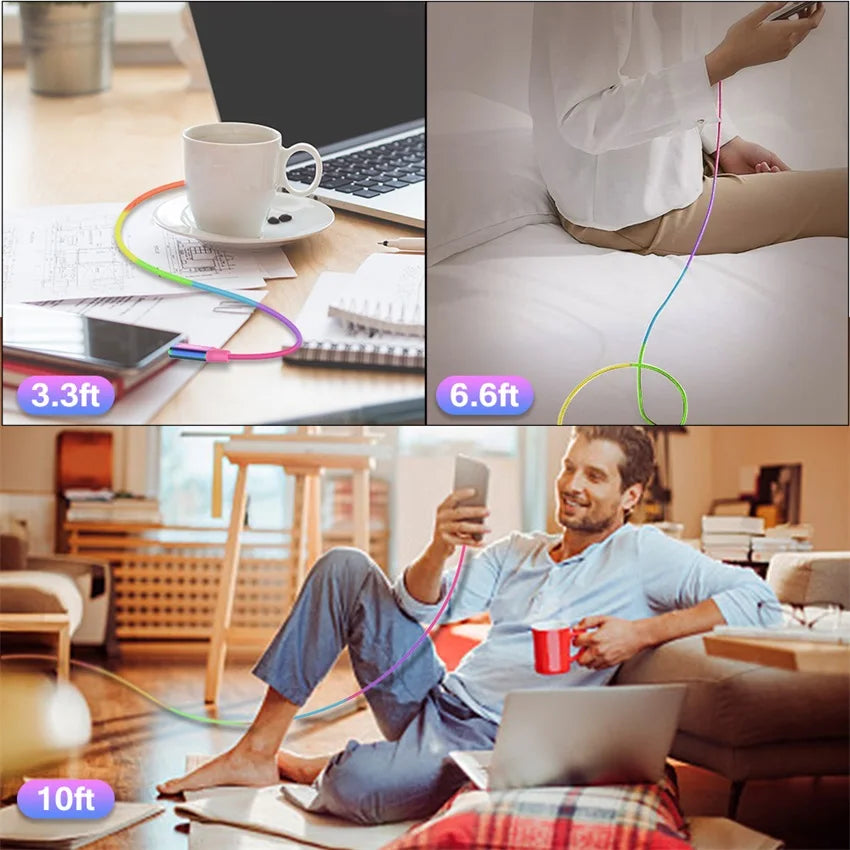 Fast Charging USB C Cable | Colorful Rainbow Braided Data Cable