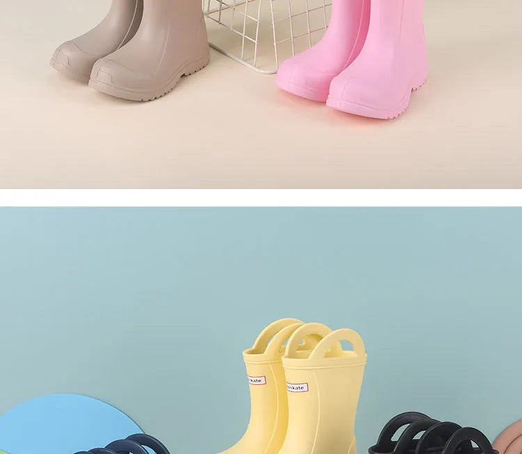 New Children Baby Rain Boots Lightweight Rubber Plastic Rain Boots Boy Girl Kids Rain Shoes Waterproof Garden Shoes Rainy Days