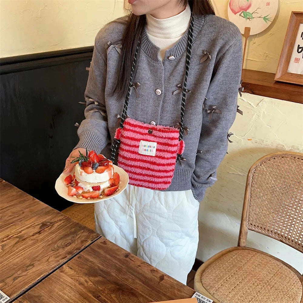 Cute Plush Dot Crossbody Bags for Women | Portable Shoulder Bag