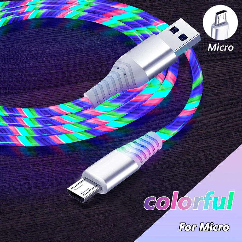 6A Fast Charging Glowing Micro USB & Type C Cable