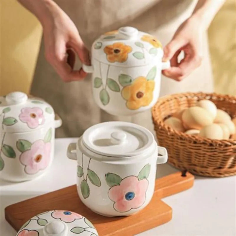 Hand-Painted Ceramic Stew Pot | Versatile Heat-Resistant Cookware