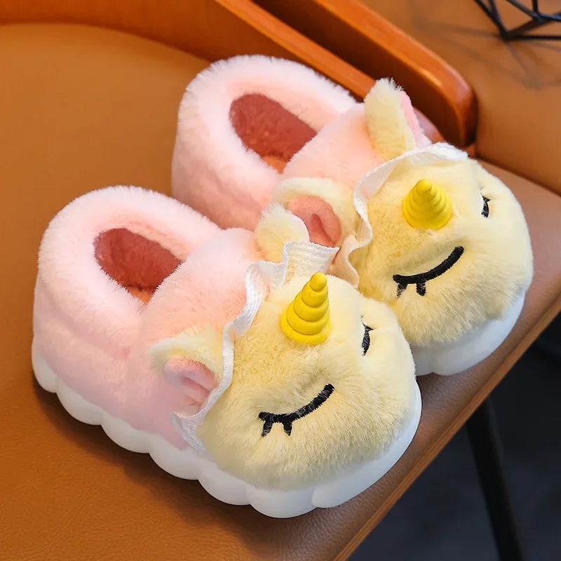 Unicorn Plush Slippers for Kids | Cozy Indoor Winter Shoes