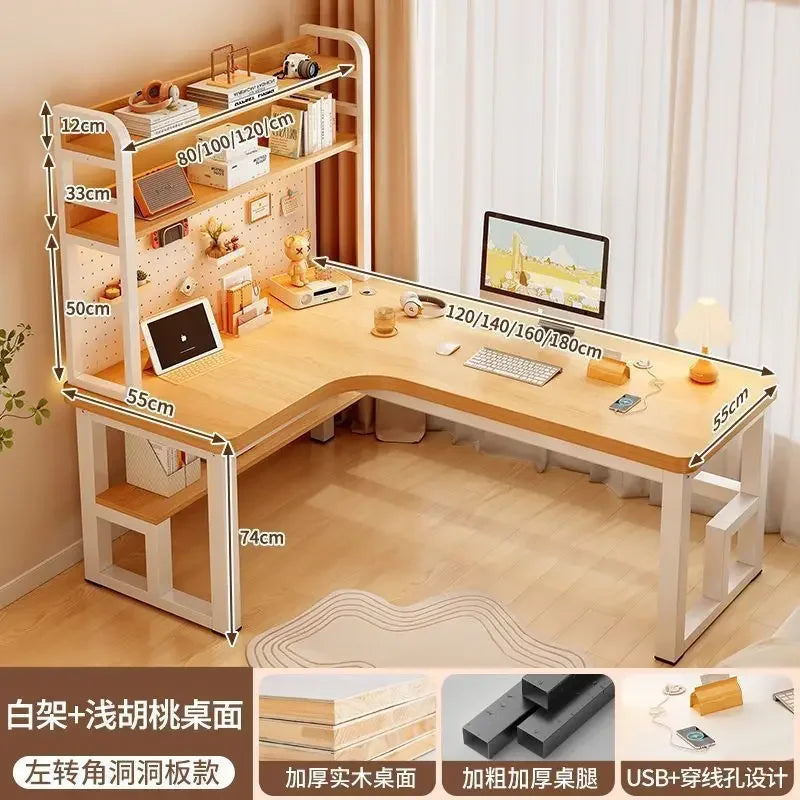 Premium Solid Wood Corner Computer Desk | Modern Workspace Solution