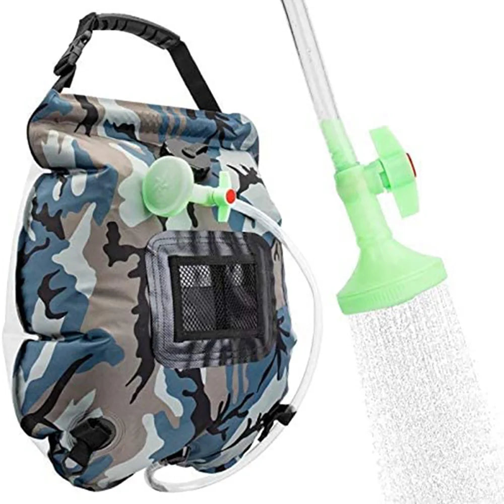 20L Outdoor Solar Shower Bag | Heated Camping Shower with Hose