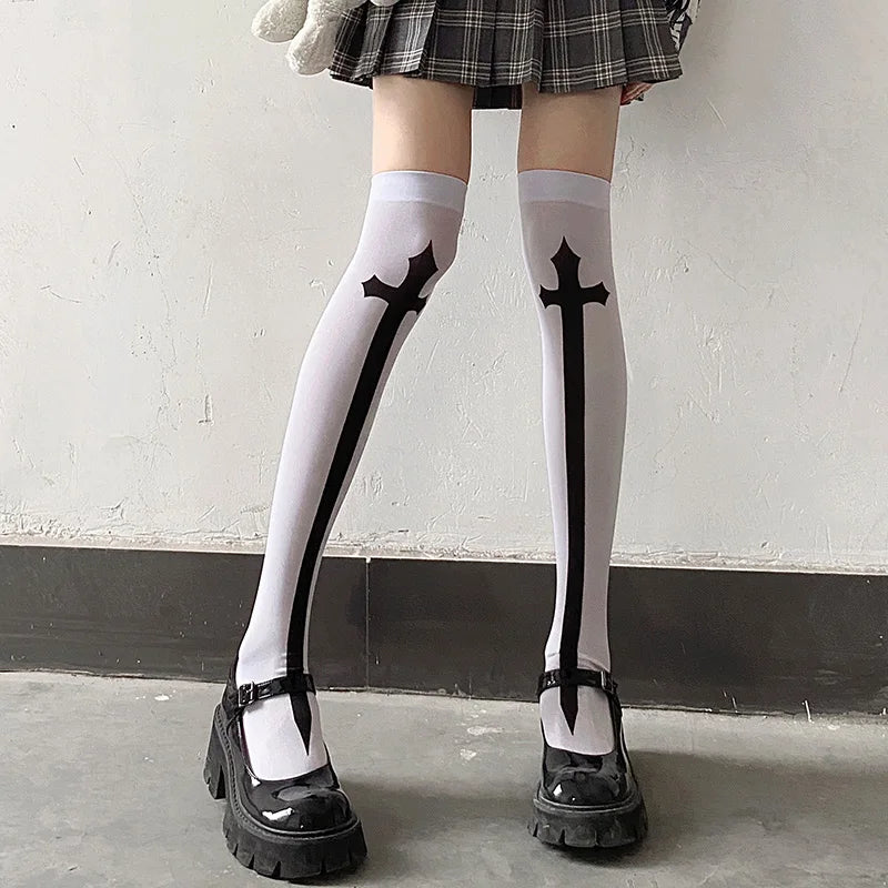 Punk Skull Stockings & Gloves Set | Gothic Cosplay Accessories