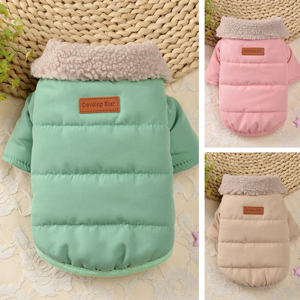 Stylish Winter Dog Coat with Fur Collar | Cozy Wear for Pets