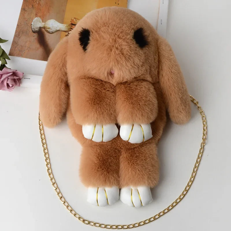 Bonito bolso bandolera de conejo de peluche | Encantador diseño cruzado