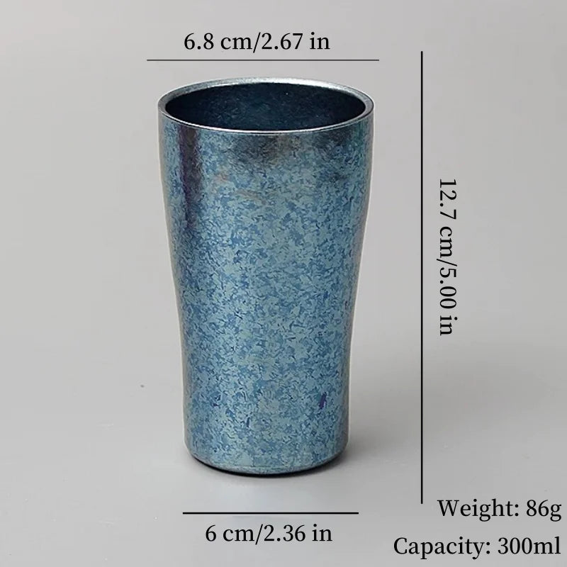 Vintage Pure Titanium Coffee Mug | Double-Layer Insulated Design